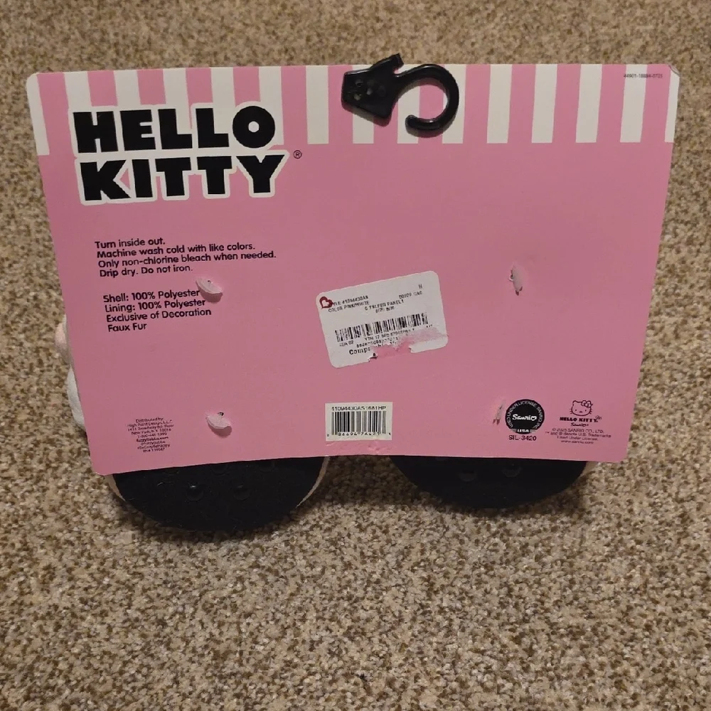 Hello Kitty Pink and Black Plush Slippers